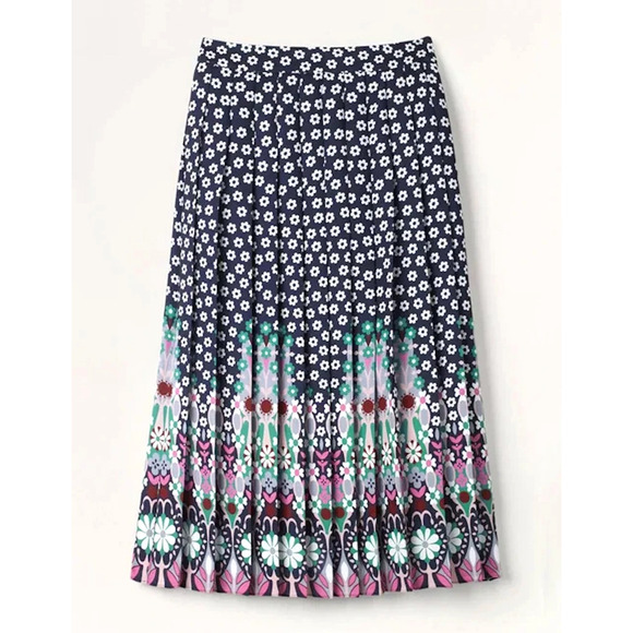 Boden Musgrave Skirt Pleated Black Pink Purple Floral Midi Elegant Glam 4 NWOT - Picture 4 of 12